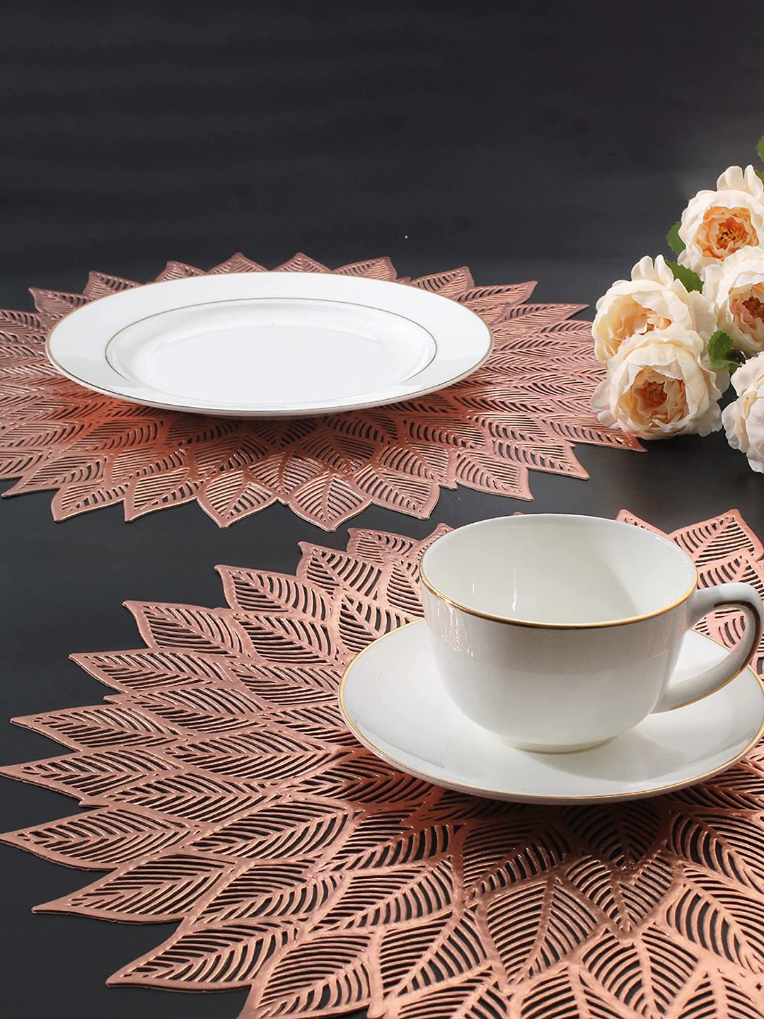

Dakshya Industries Copper 6 Pieces Floral Geometric Table Placemats