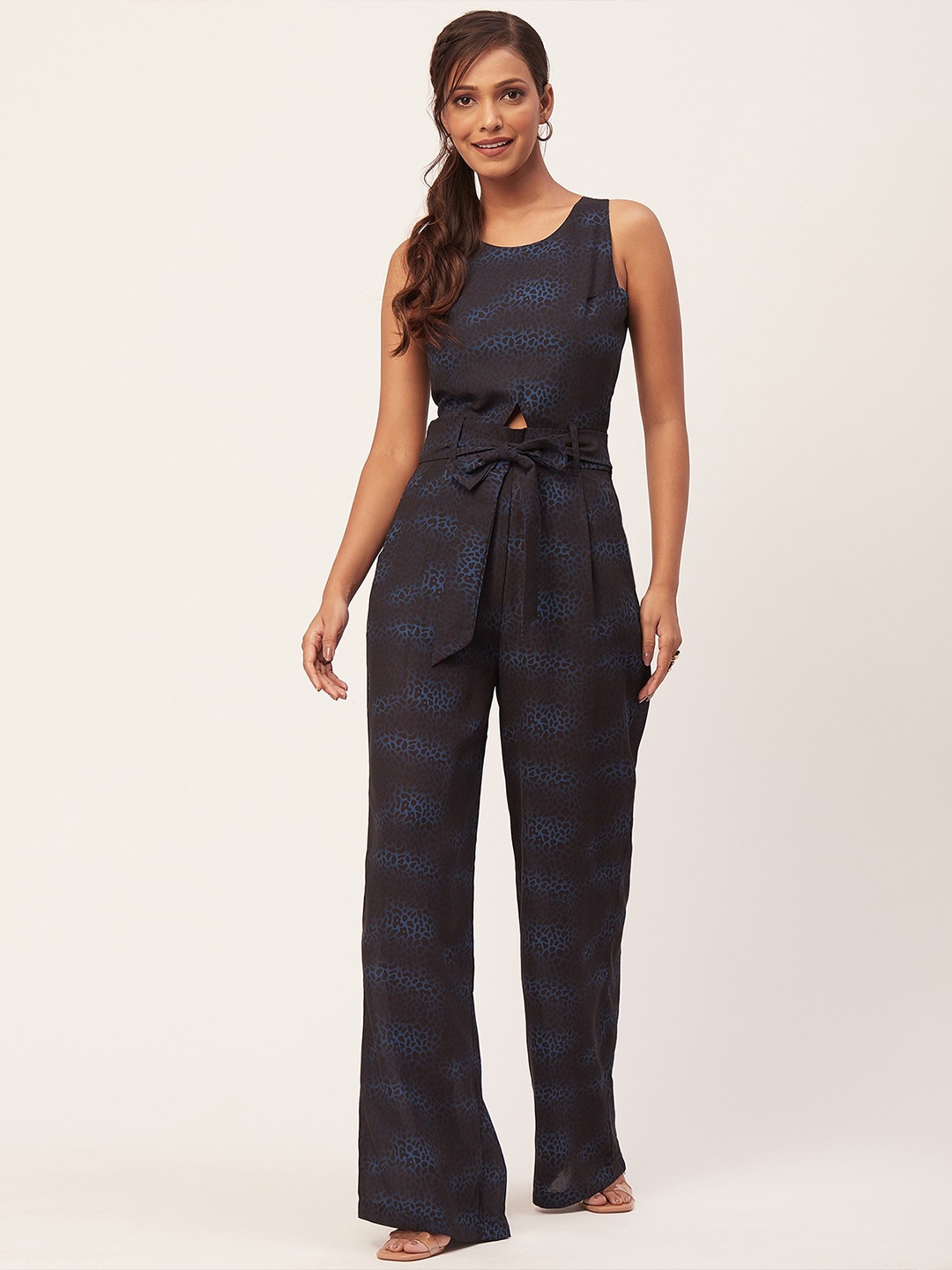 

Moomaya Animal Printed Basic Jumpsuit, Navy blue