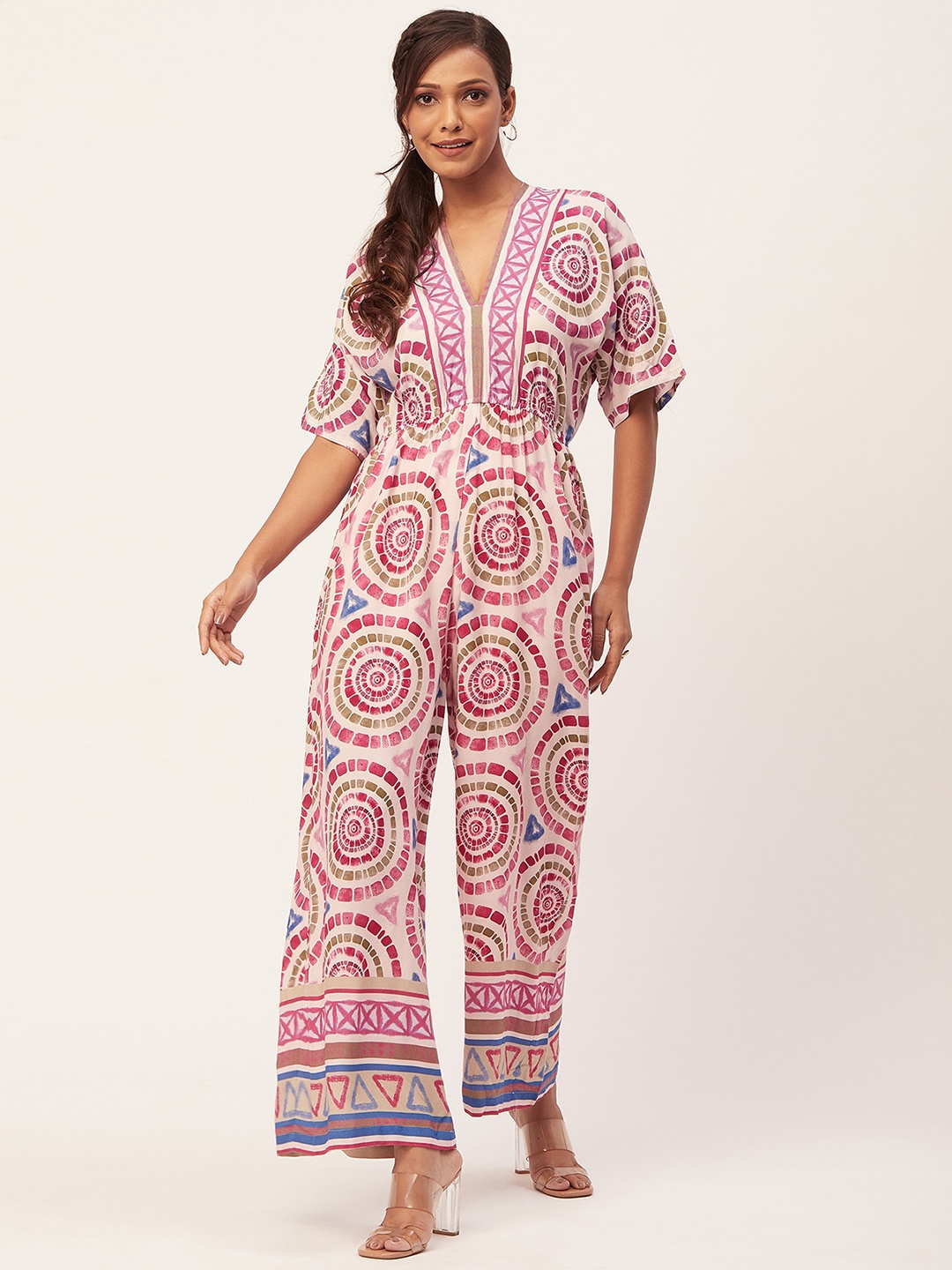 

Moomaya Abstract Printed Basic Jumpsuit, Pink