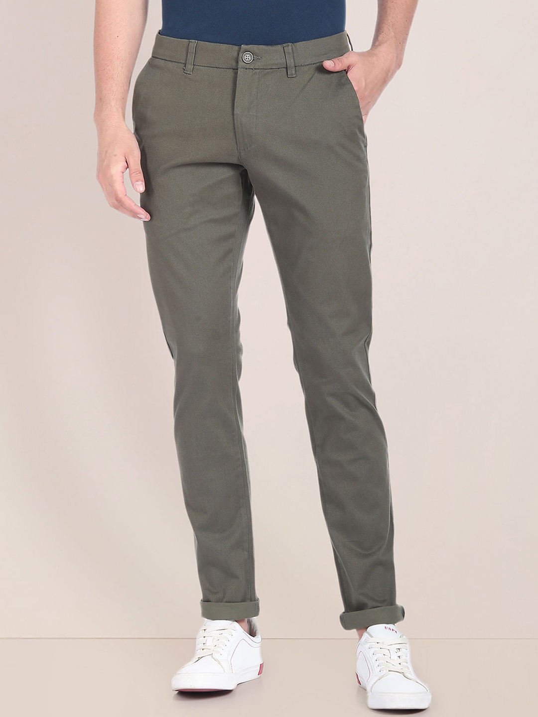 

U.S. Polo Assn. Men Mid Rise Plain Chinos, Green