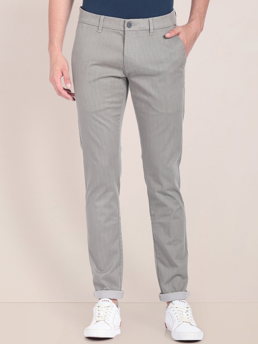

U.S. Polo Assn. Men Mid Rise Plain Chinos, Grey