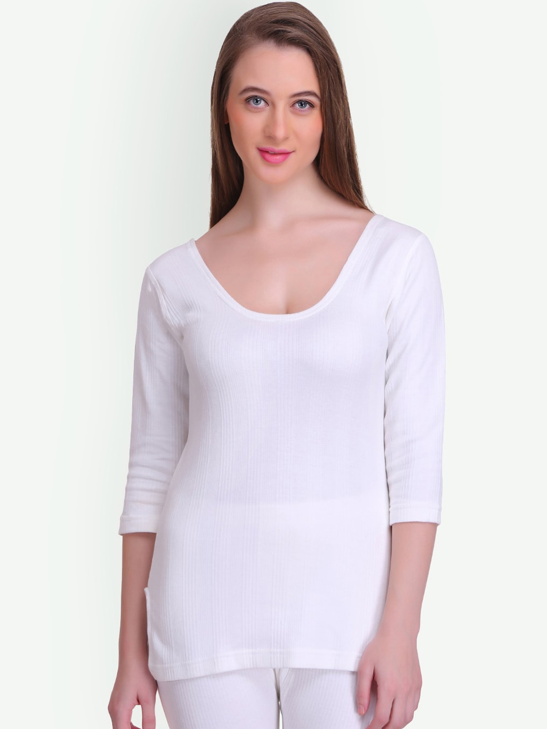 

T.T. Elite Ribbed Round Neck Thermal Tops, White