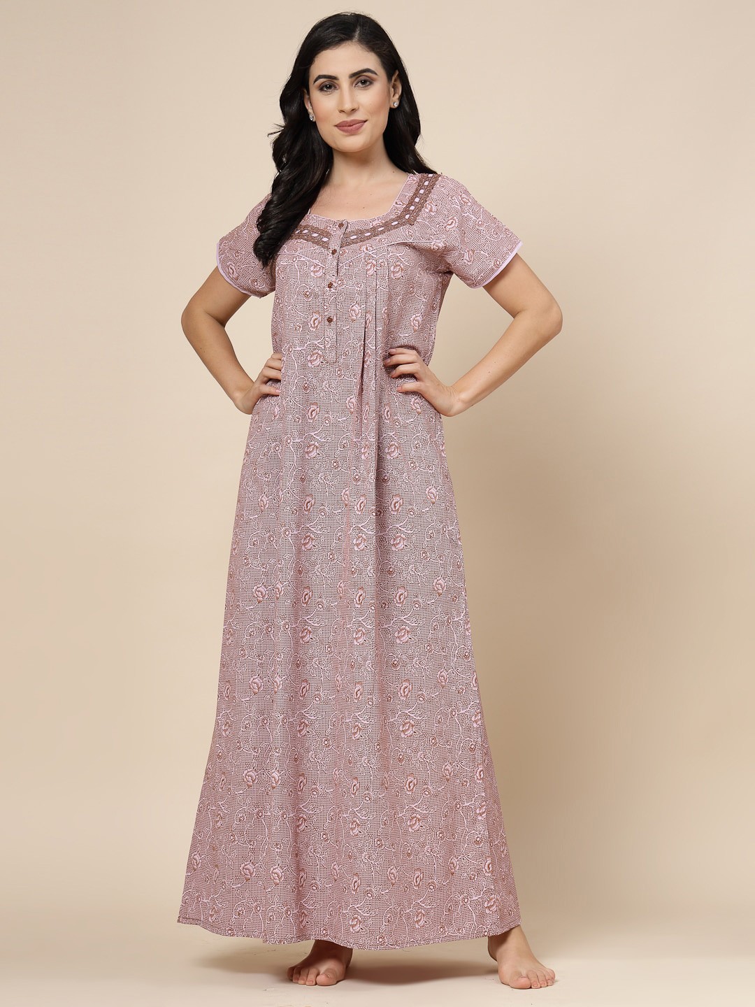 

Sweet Dreams Floral Printed Maxi Nightdress, Brown