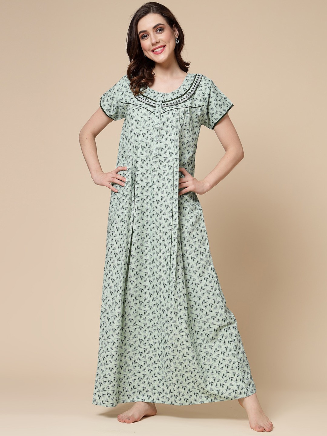 

Sweet Dreams Floral Printed Maxi Nightdress, Green
