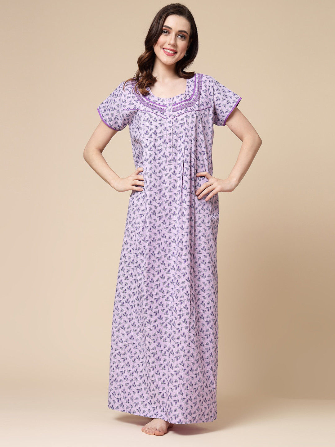 

Sweet Dreams Floral Printed Maxi Nightdress, Purple
