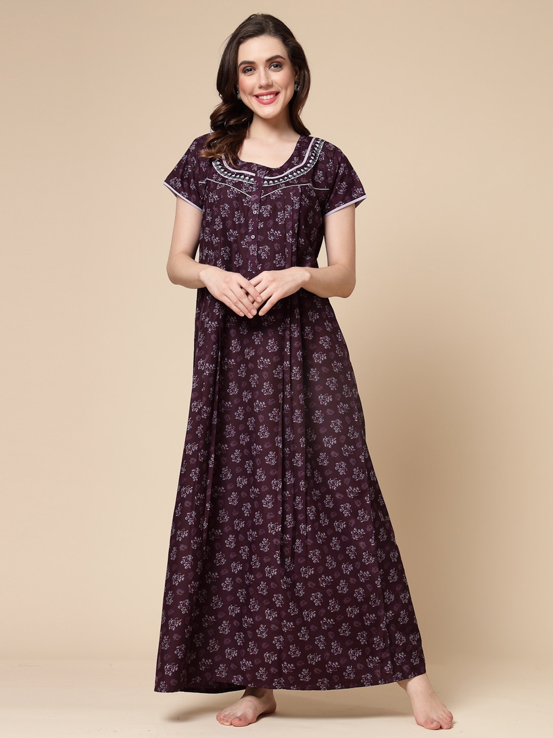 

Sweet Dreams Floral Printed Maxi Nightdress, Purple
