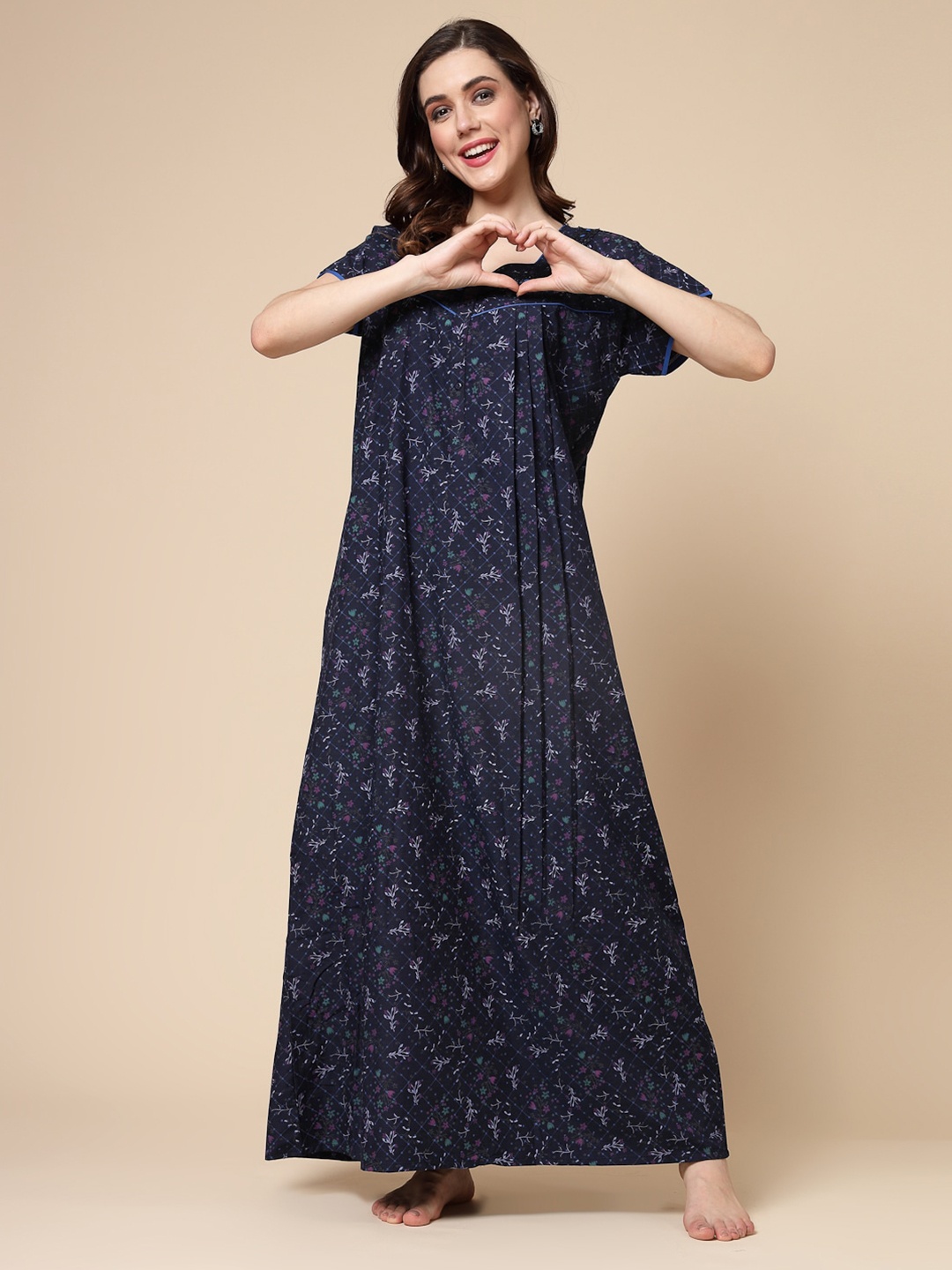 

Sweet Dreams Blue Printed Maxi Nightdress