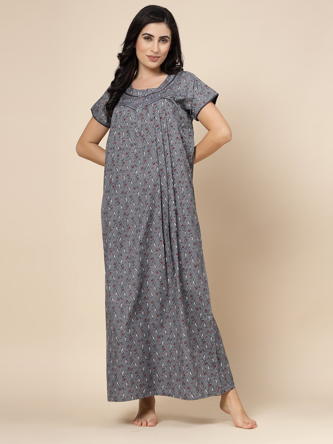 

Sweet Dreams Floral Printed Maxi Nightdress, Grey