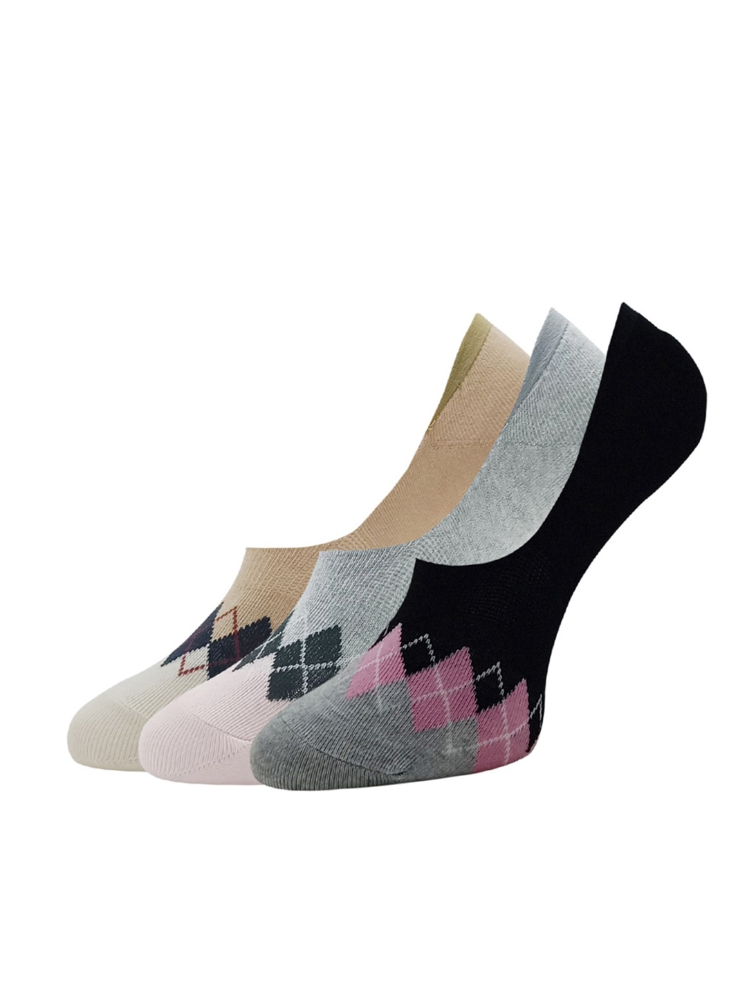 

Van Heusen Women Pack Of 3 Checked Shoe-Liner Socks, Cream