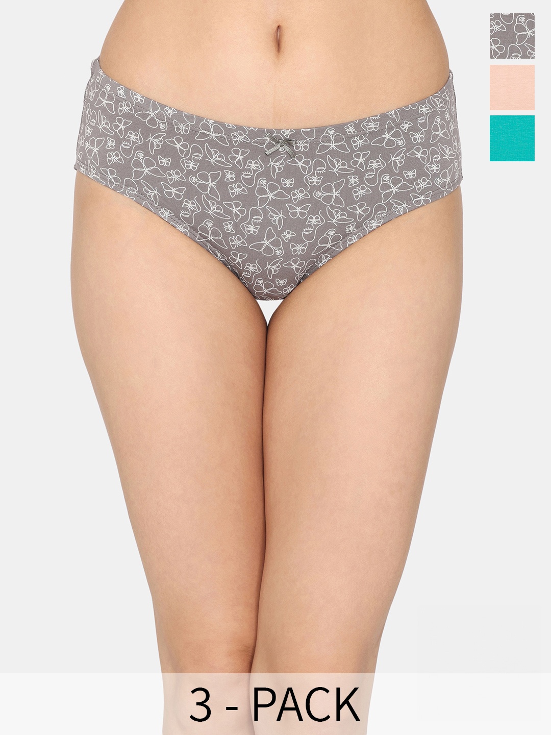 

Zivame Pack Of 3 Pure-Cotton Hipster Briefs, Blue