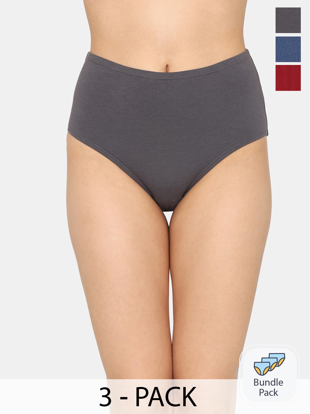 

Zivame Pack Of 3 High-Rise Hipster Briefs, Blue