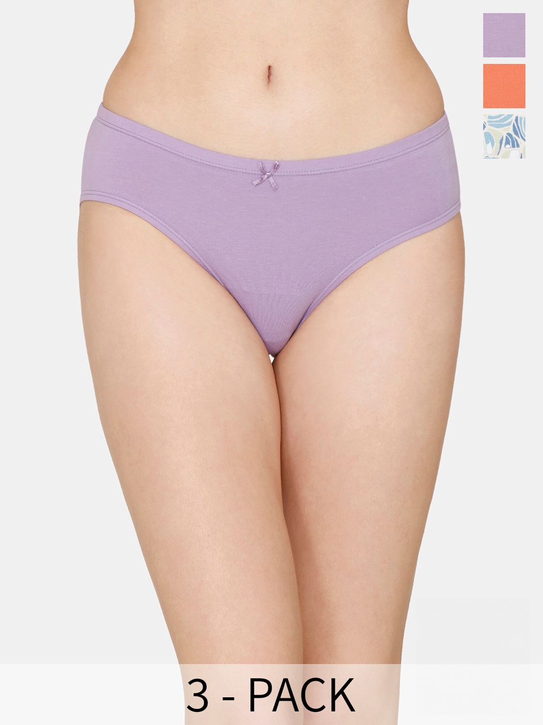 

Zivame Pack Of 3 Pure-Cotton Hipster Briefs, Orange