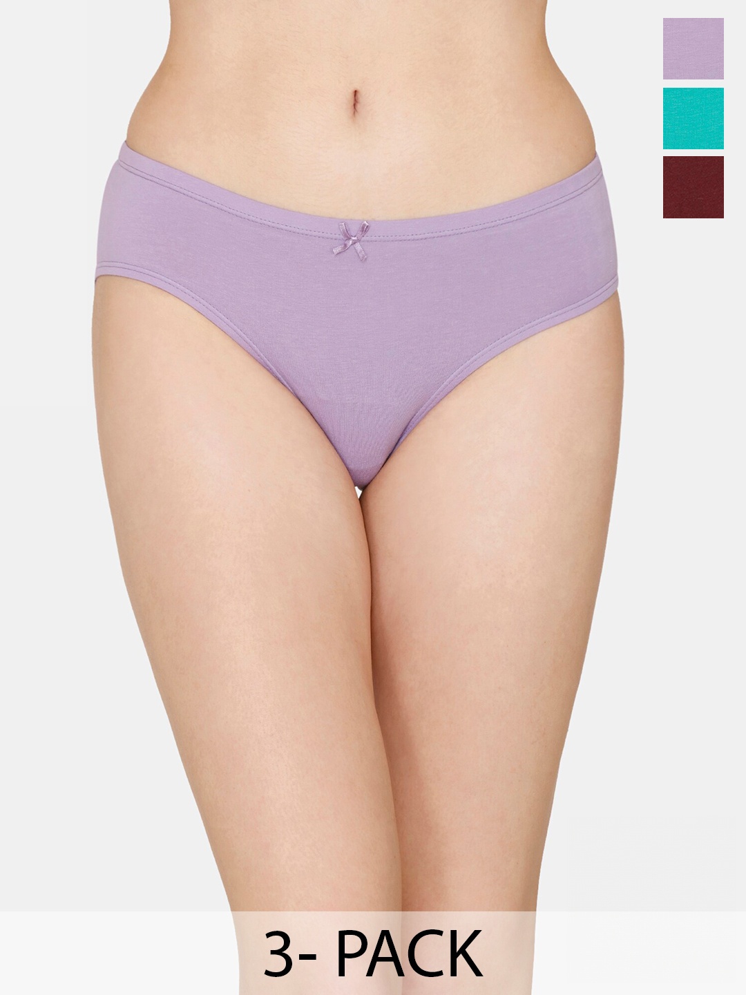 

Zivame Pack Of 3 Low-Rise Hipster Briefs, Purple