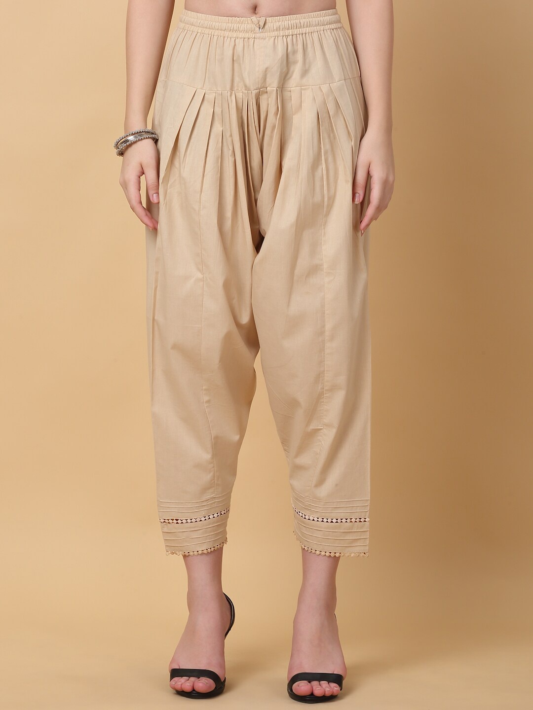 

Laado - Pamper Yourself Women Loose Fit Pure Cotton Salwar, Beige