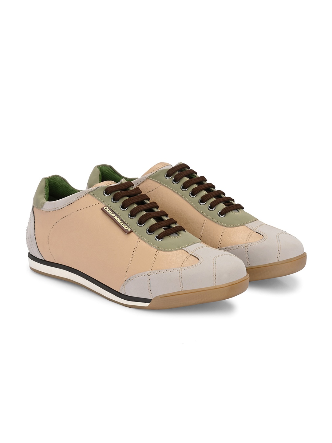 

CARLO ROMANO Men Colourblocked Lightweight Sneakers, Beige