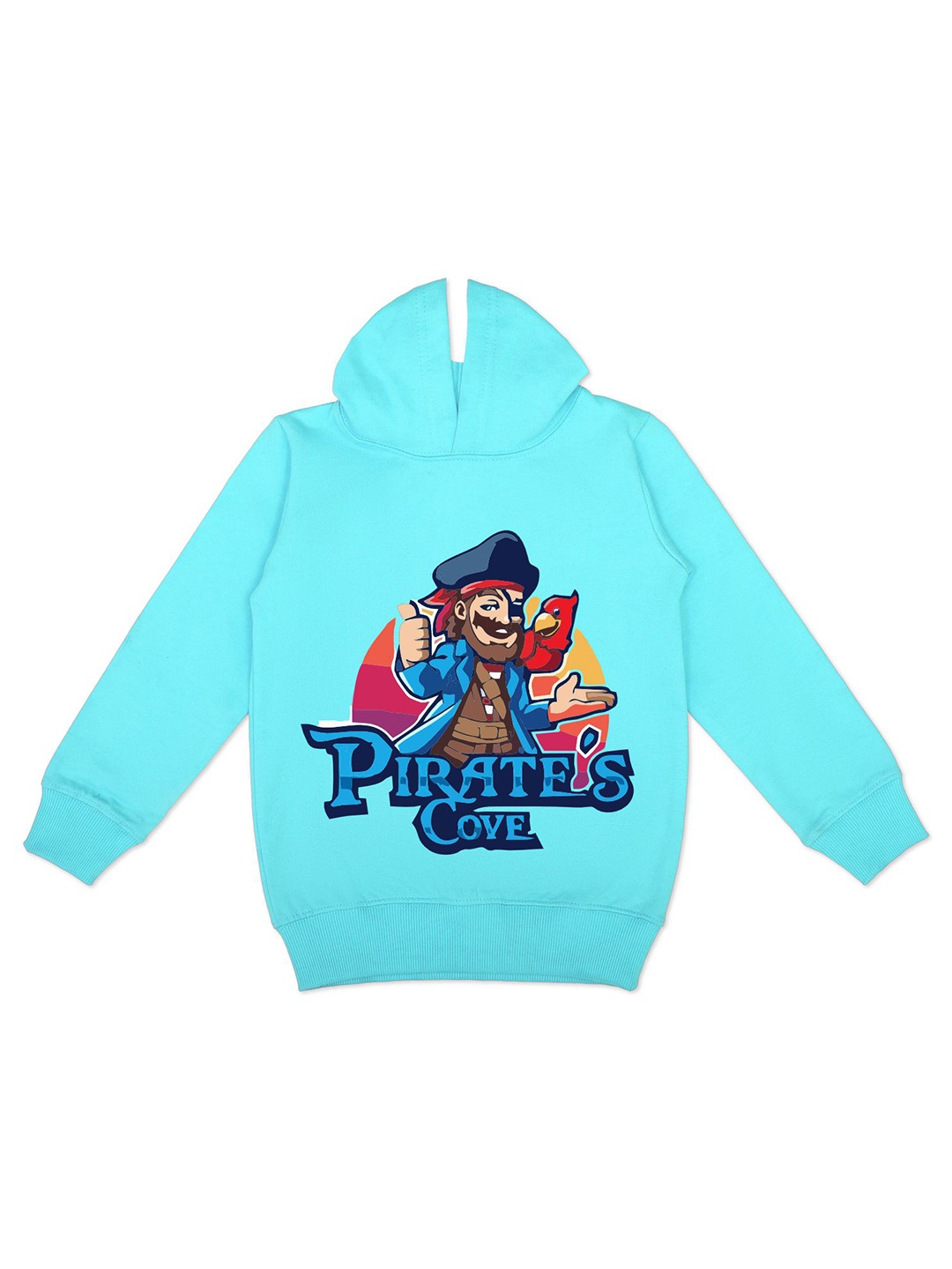 

HERE&NOW Boys Graphic Printed Hooded Fleece Sweatshirt, Turquoise blue