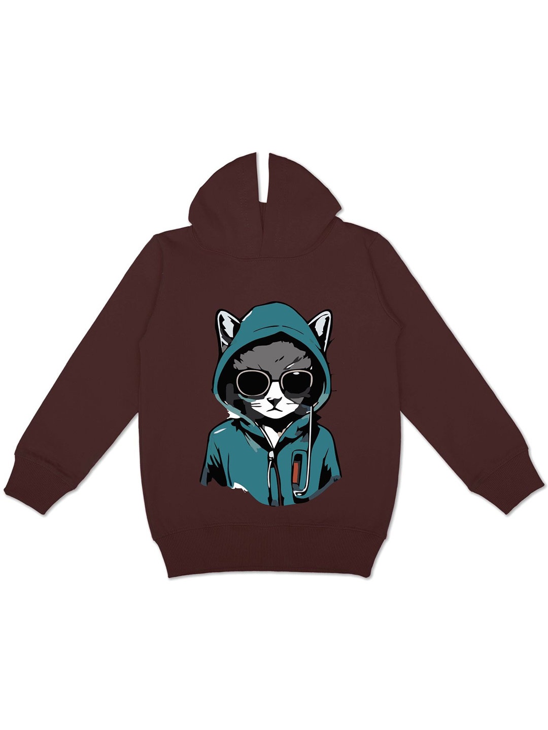 

HERE&NOW Boys Graphic Printed Hooded Fleece Sweatshirt, Brown