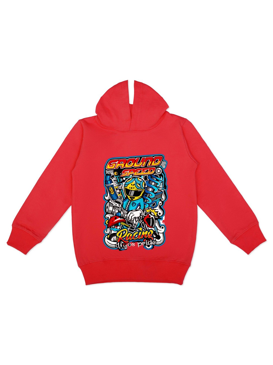 

HERE&NOW Boys Graphic Printed Hooded Fleece Sweatshirt, Red