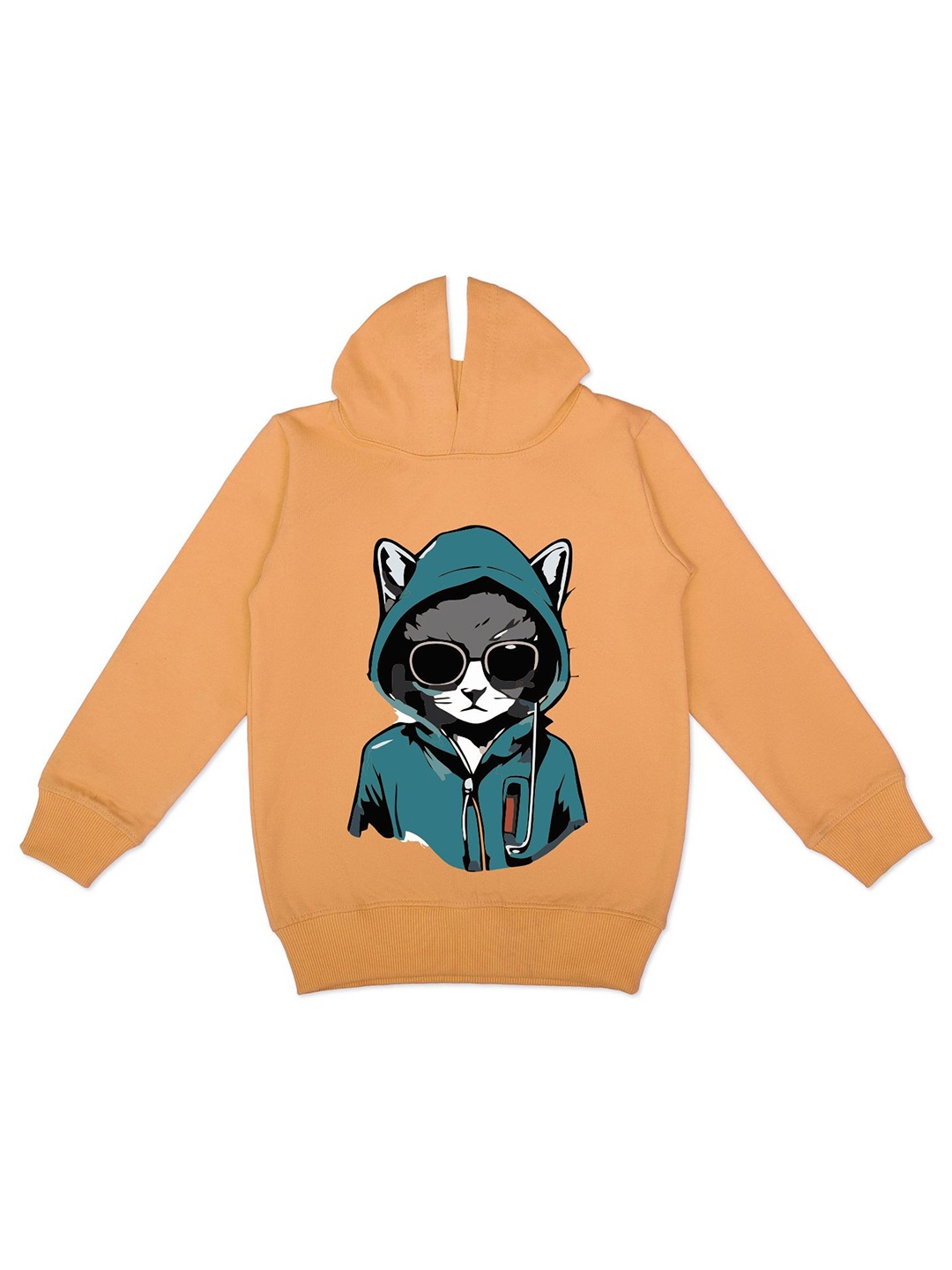 

HERE&NOW Boys Graphic Printed Hooded Fleece Sweatshirt, Mustard