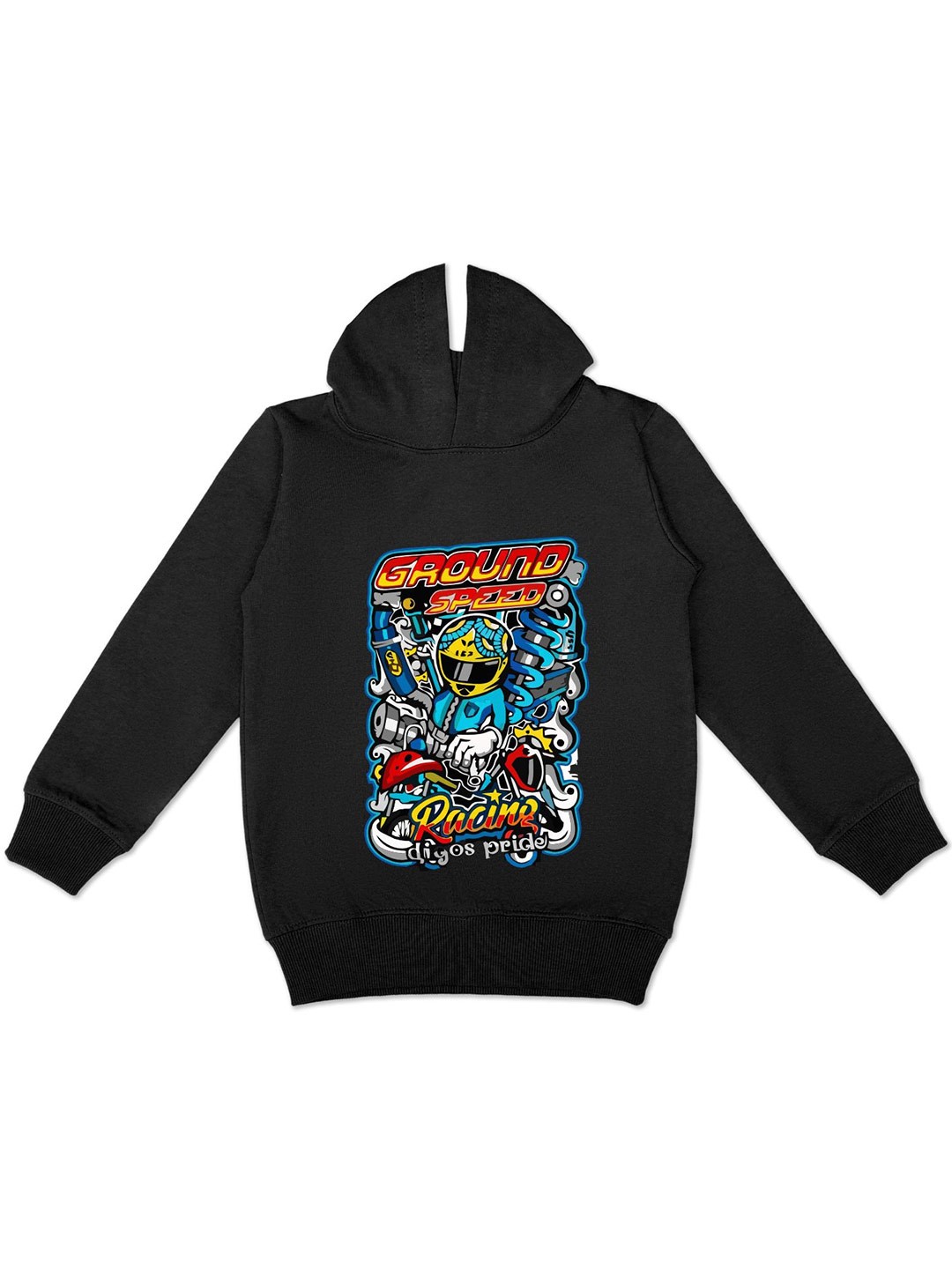 

HERE&NOW Boys Black Printed Hooded Fleece Sweatshirt