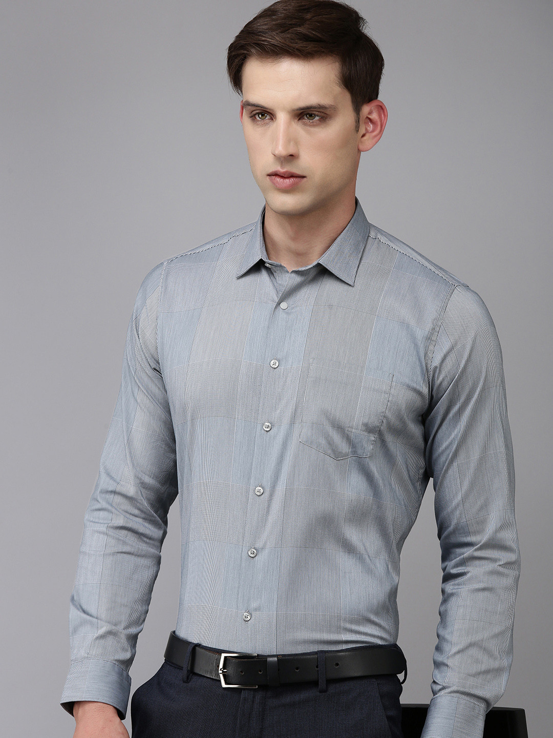 

Van Heusen Slim Fit Checked Formal Shirt, Grey