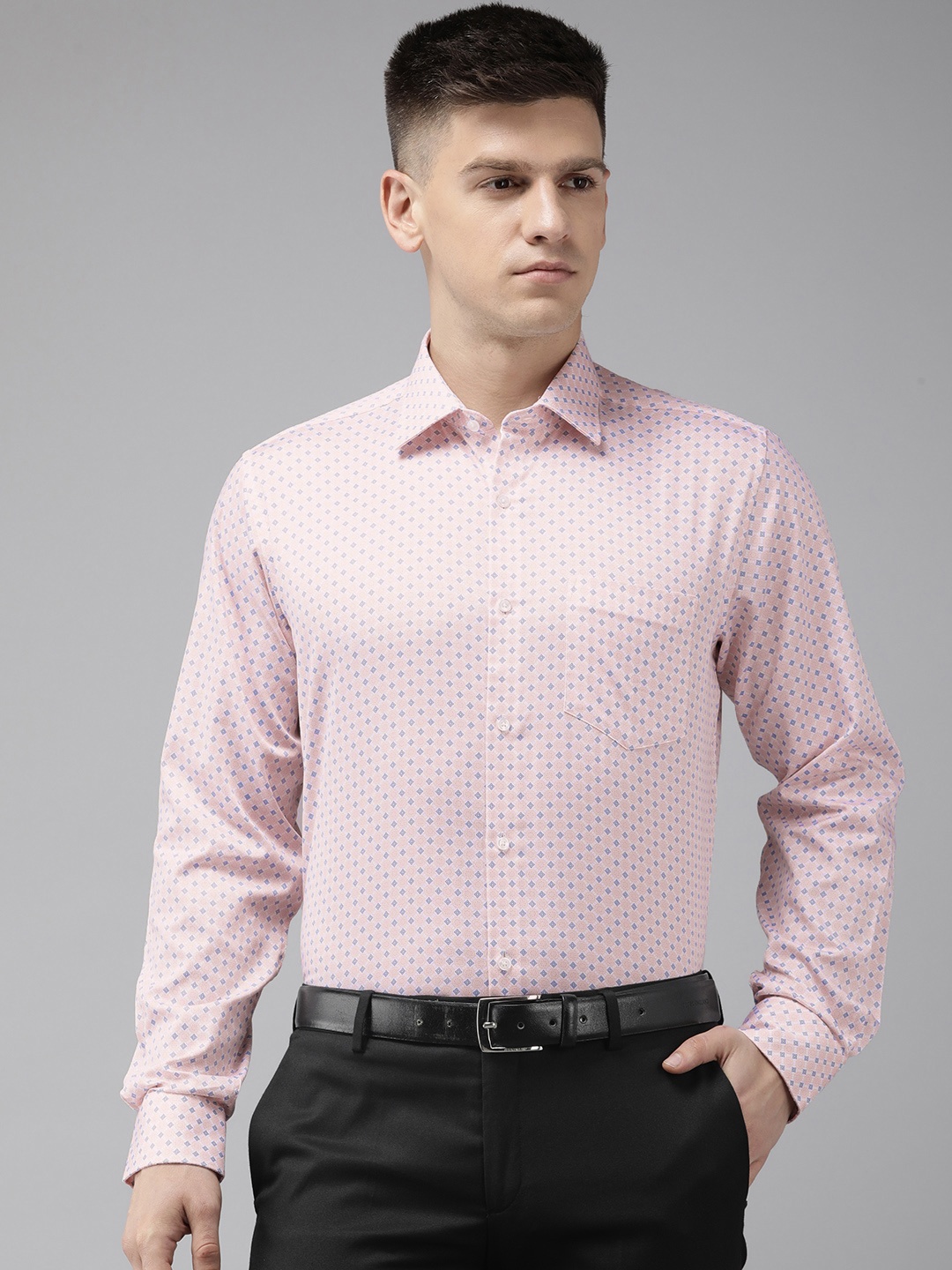 

Van Heusen Pure Cotton Custom Fit Ethnic Motifs Printed Formal Shirt, Peach