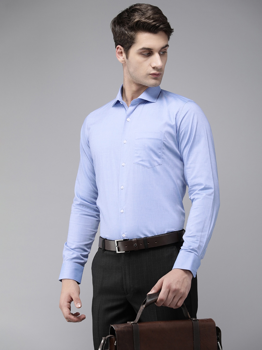 

Van Heusen Pure Cotton Slim Fit Opaque Formal Shirt, Blue