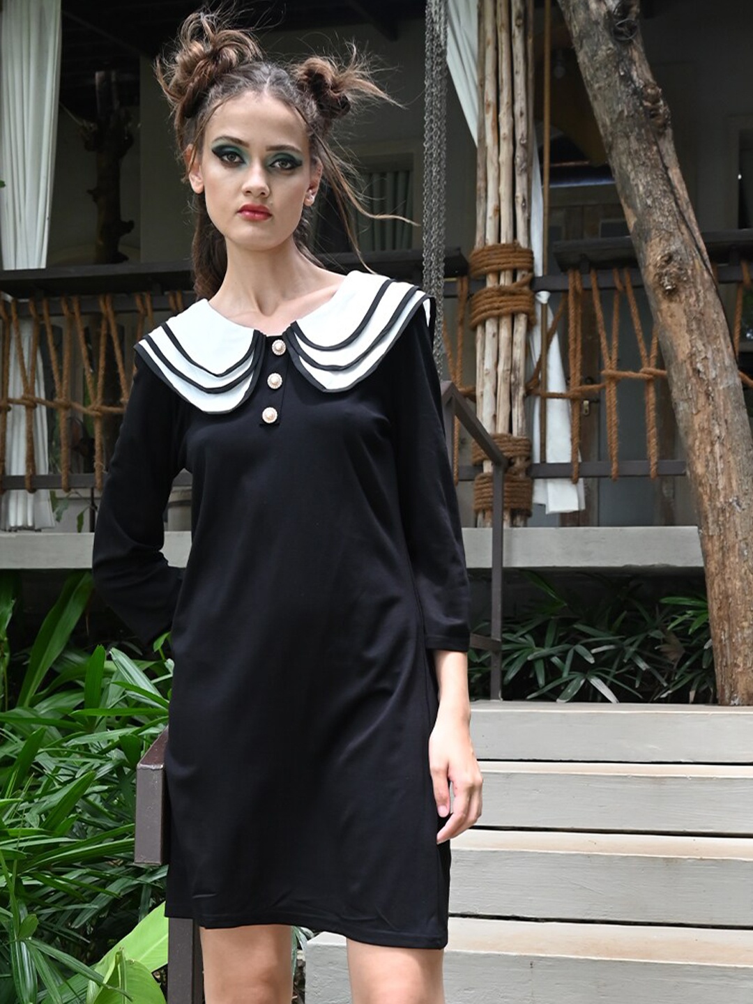 

ODETTE Black A-Line Dress