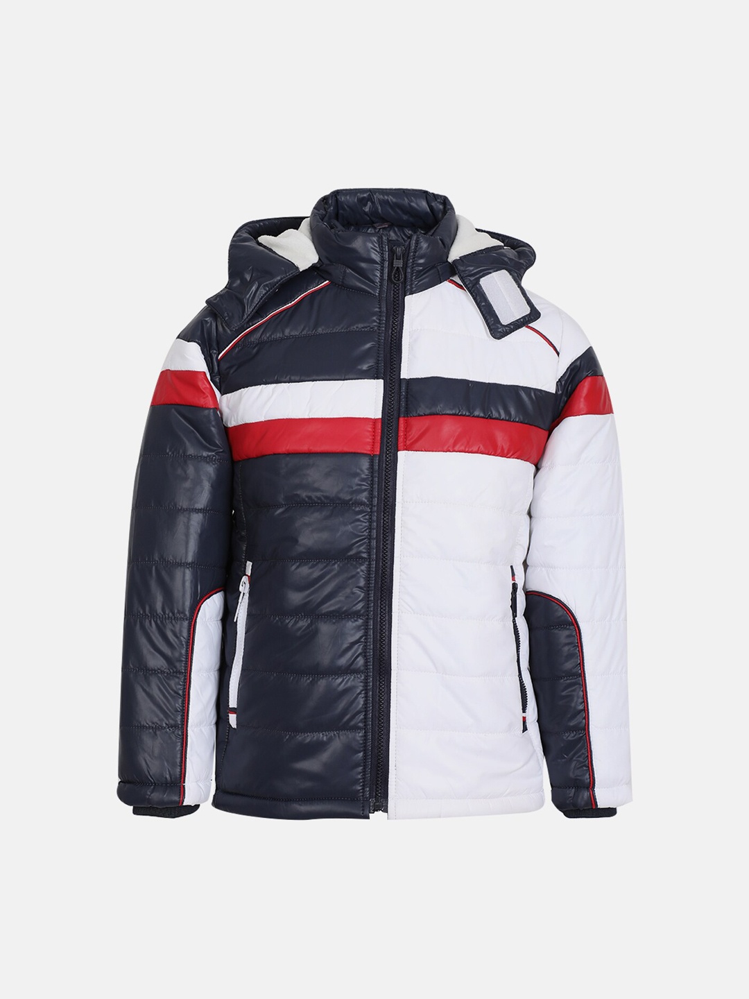 

LURE JUNIOR Boys Colourblocked Hooded Puffer Jacket, Navy blue