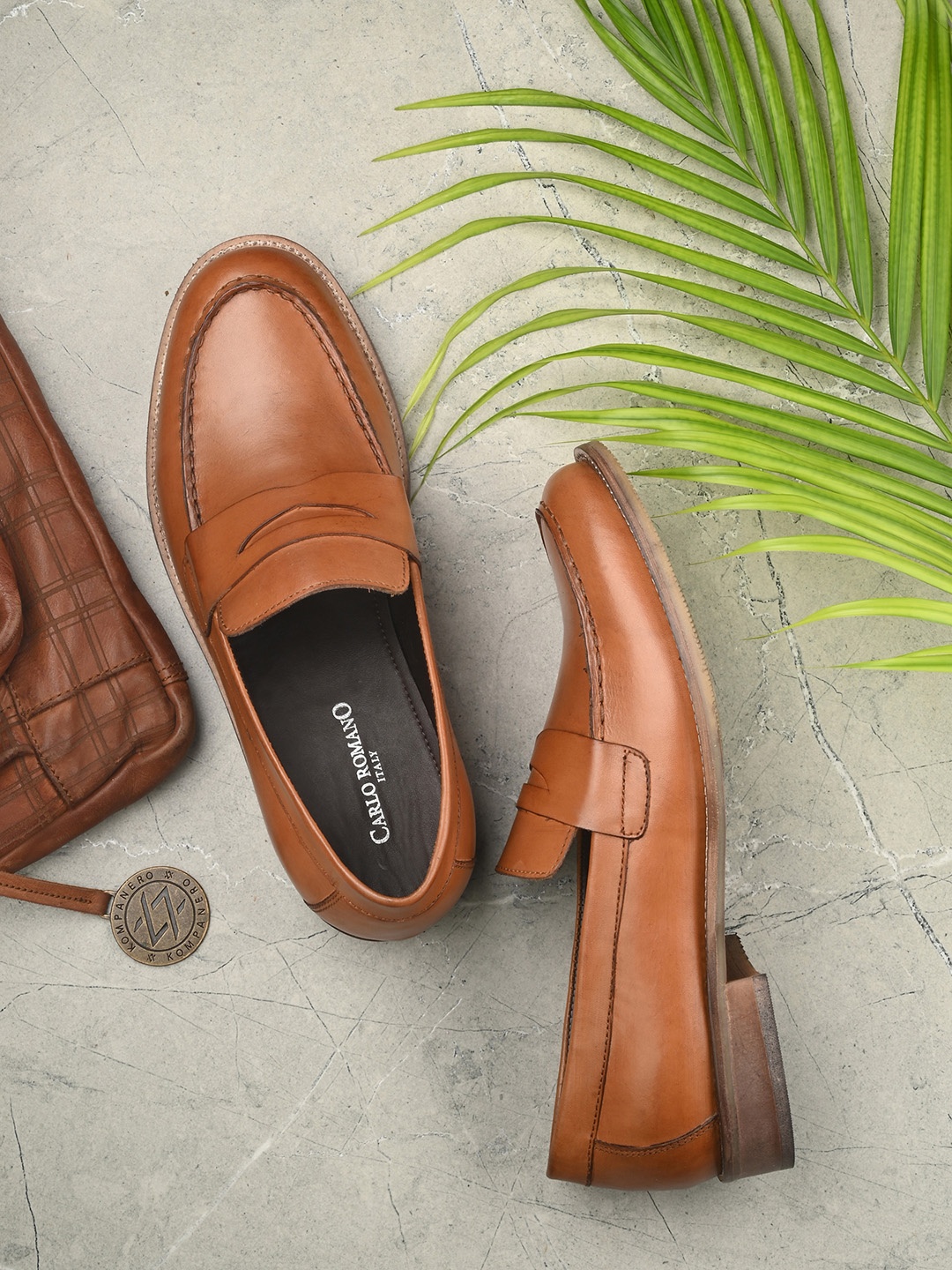

CARLO ROMANO Men Leather Formal Loafers, Tan