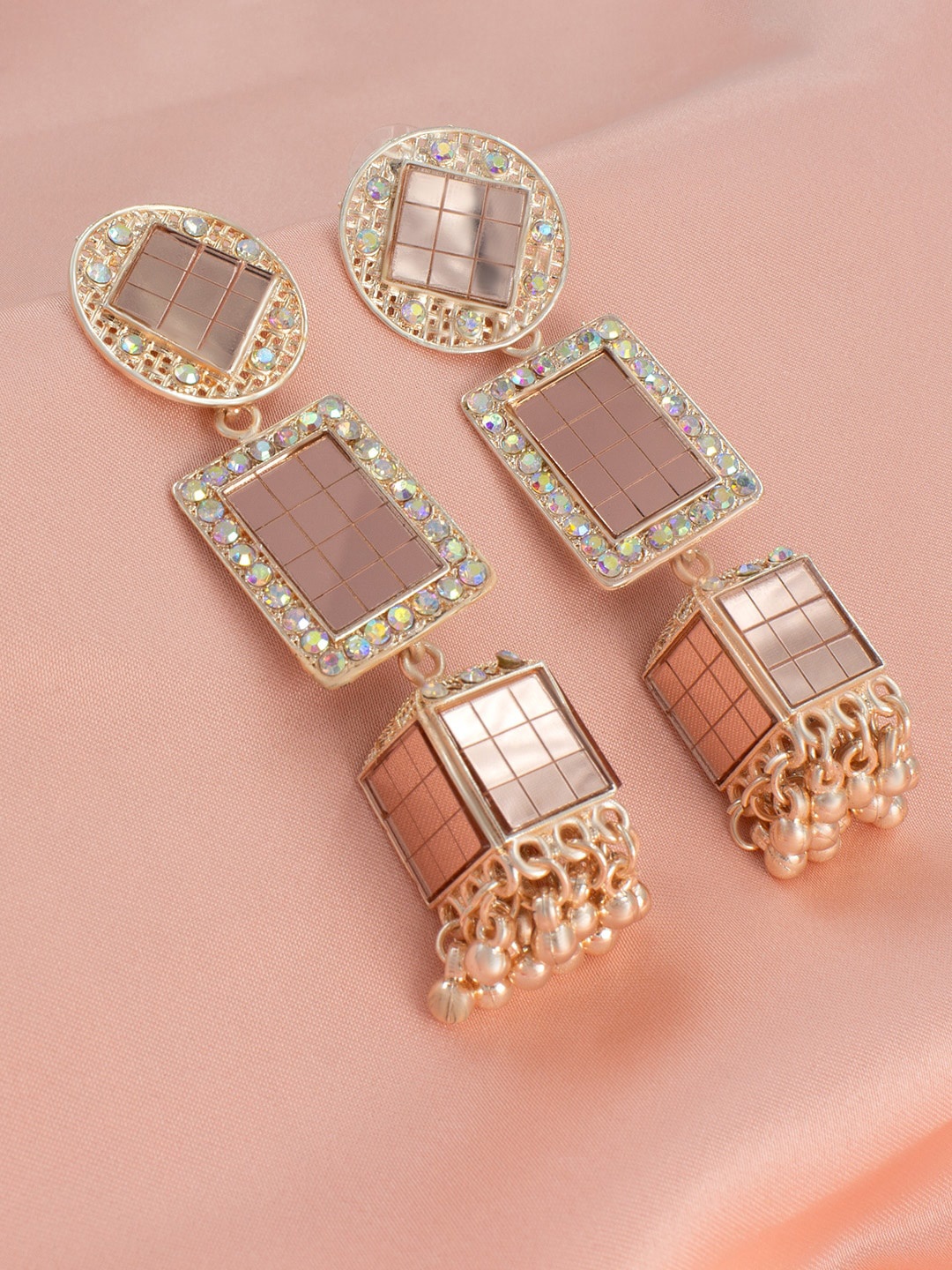 

PRIVIU Gold-Plated Beaded Contemporary Drop Earrings, Rose gold