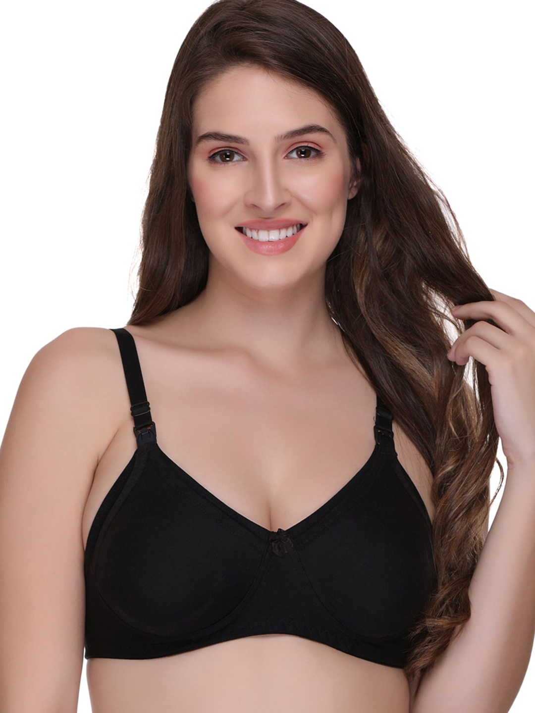 

SONA Non Padded Non-Wired Medium Coverage Maternity Bra With All Day Comfort, Black