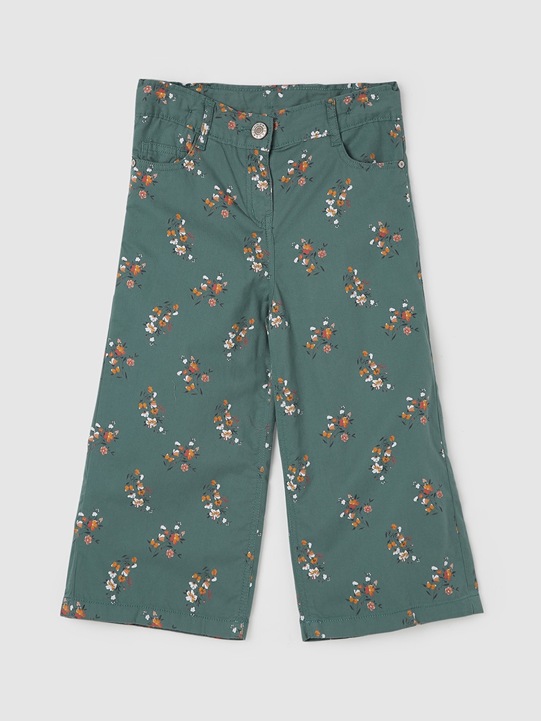 

max Girls Floral Printed Culottes Trousers, Green