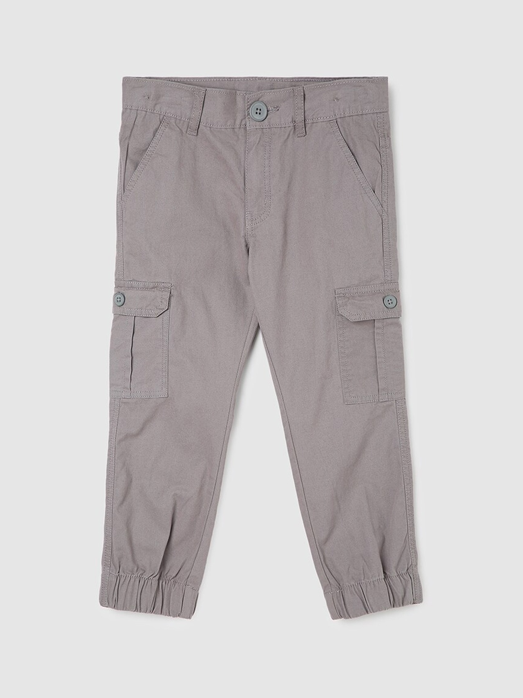 

max Boys Mid-Rise Pure Cotton Joggers, Grey