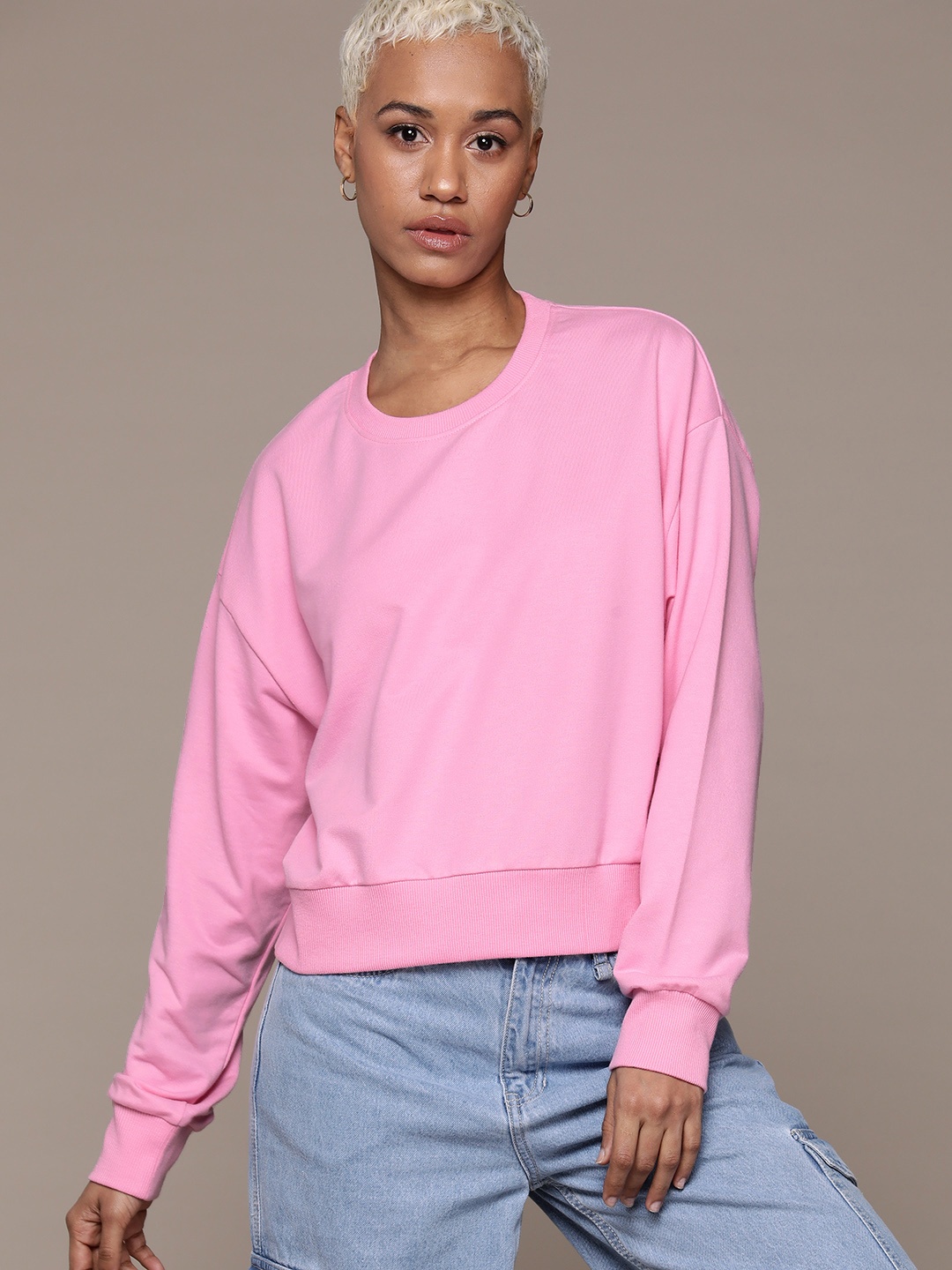 

Roadster Women Solid Sweatshirt, Pink