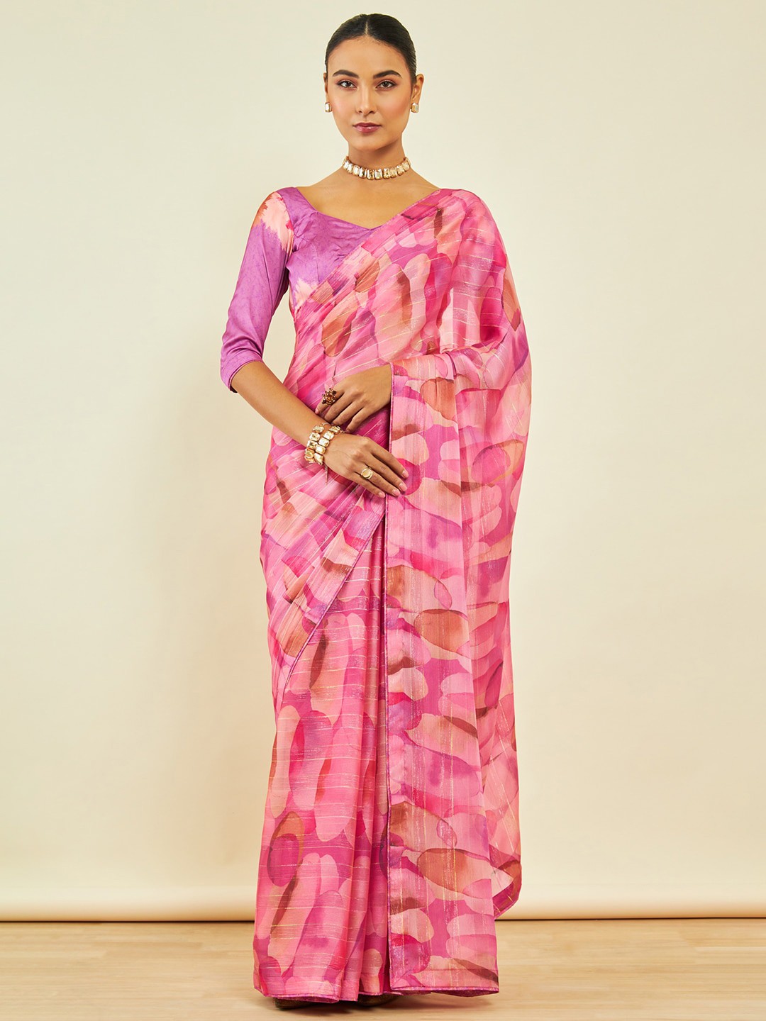 

Soch Abstract Printed Chiffon Saree, Purple