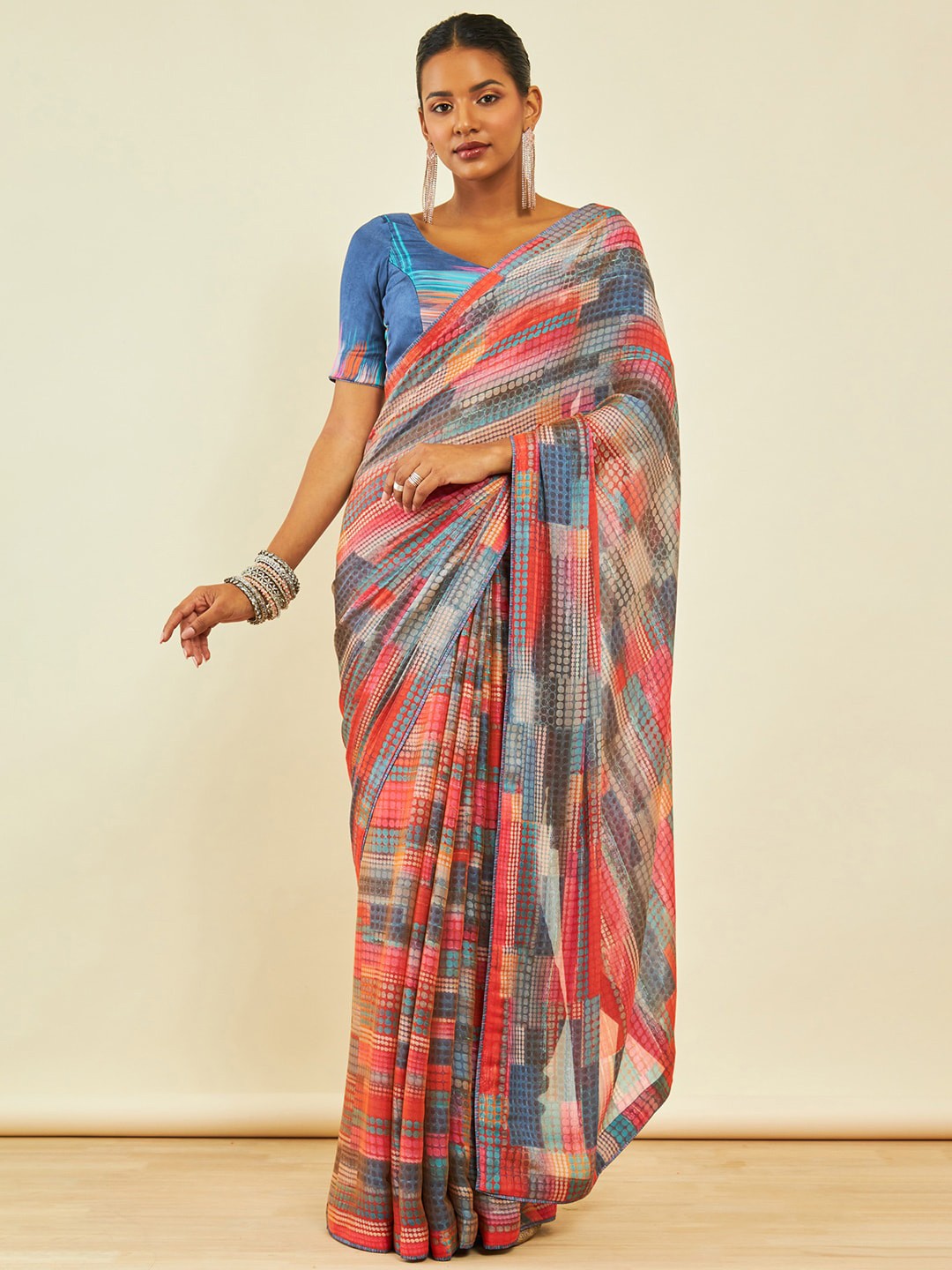 

Soch Geometric Printed Saree, Blue