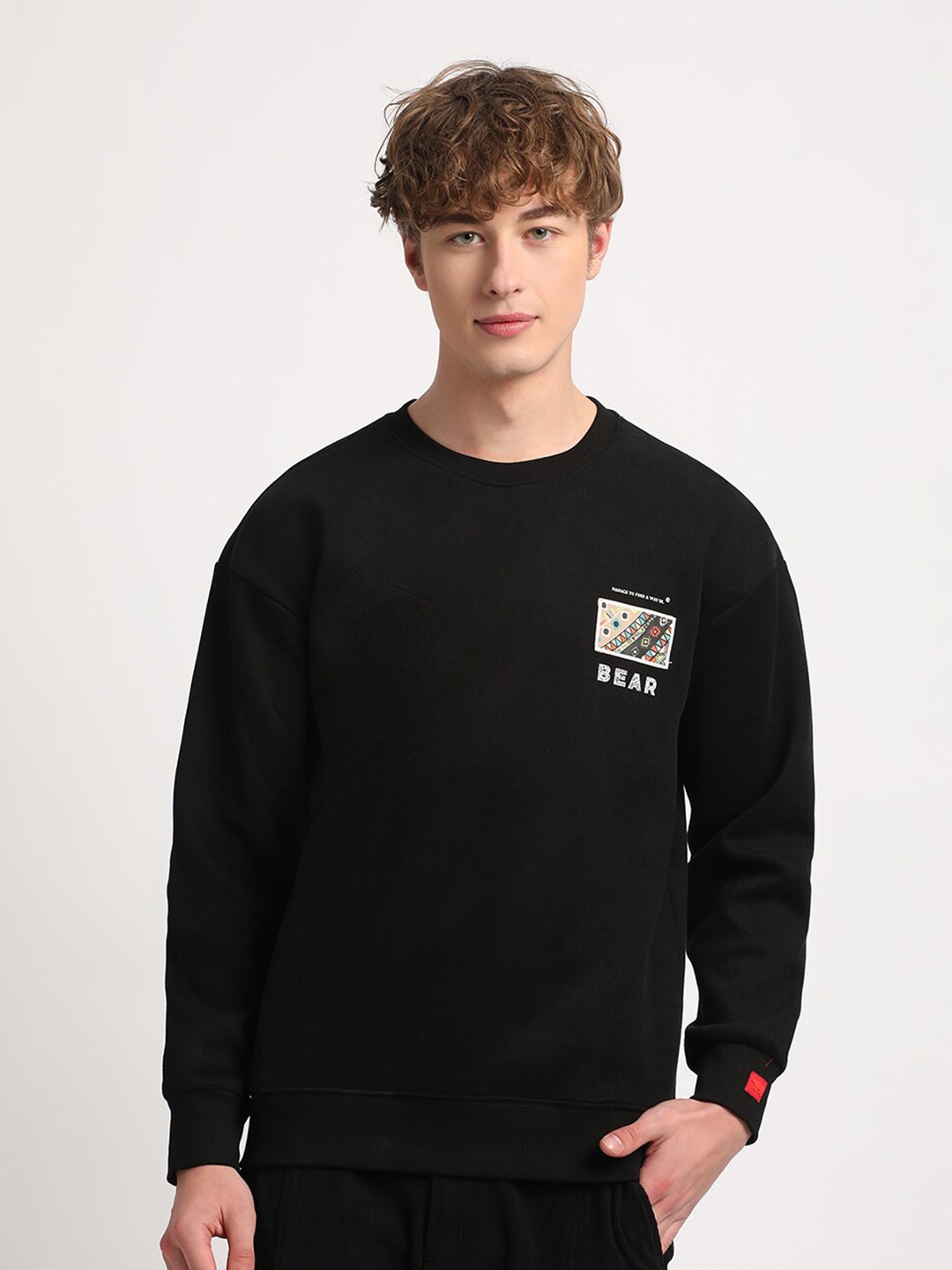 

THE BEAR HOUSE Printed Round Neck Sweatshirt, Black