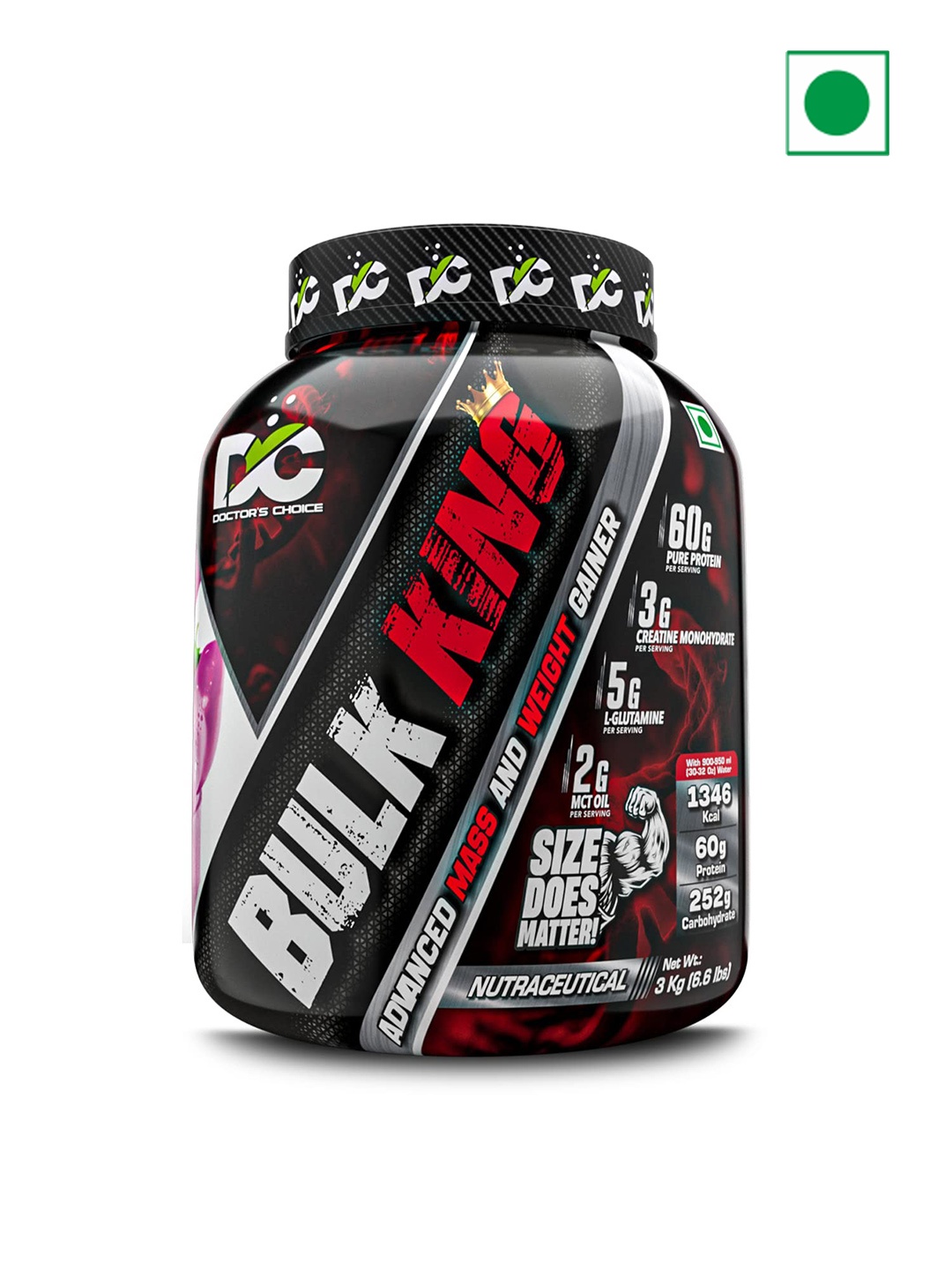 

DC DOCTORS CHOICE Bulk King Powder For Advance Mass & Weight Gainer 3Kg, Black