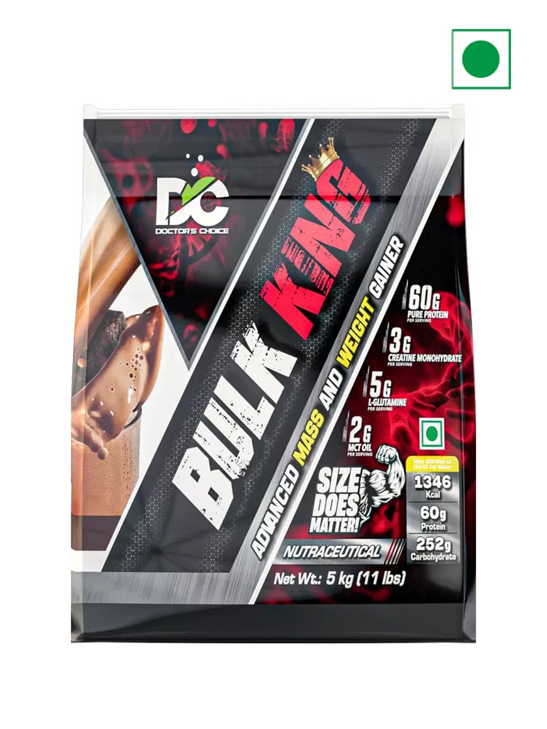 

DC DOCTORS CHOICE Bulk King Advanced Mass & Weight Gainer Powder 5 Kg - Choco, Black