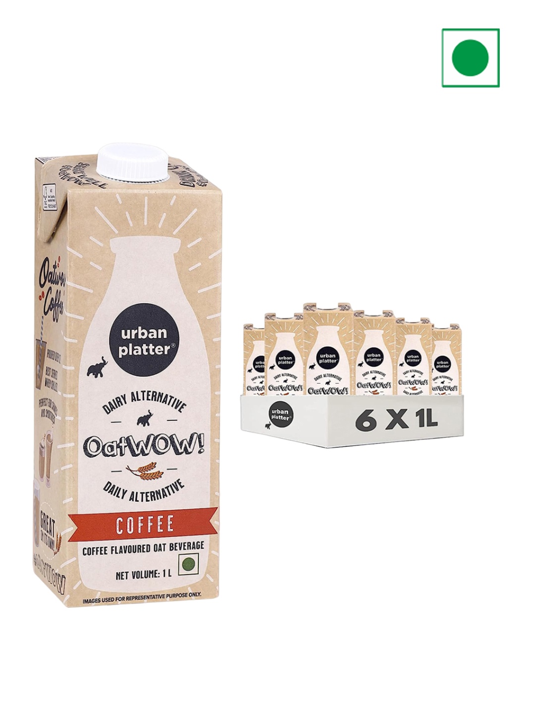 

URBAN PLATTER Pack Of 6 Brown Lactose Free Vegan Milk- 600 ml