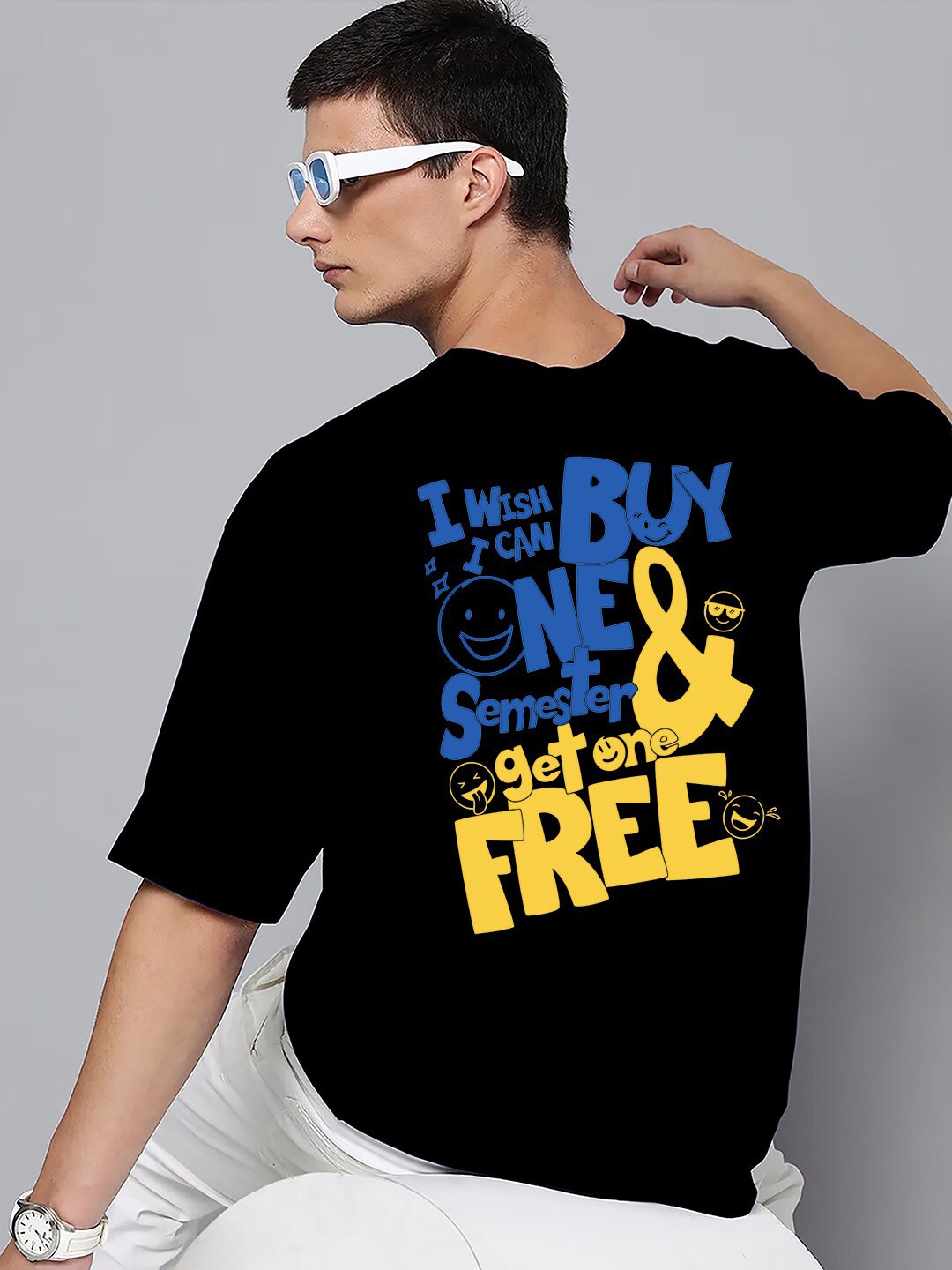 

Harvard Black Typography Printed Drop Shoulder Sleeves Oversized Cotton Casual T-shirt