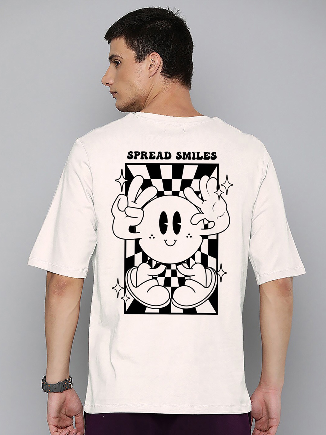 

Harvard Graphic Printed Round Neck Cotton Oversized T-shirt, Off white