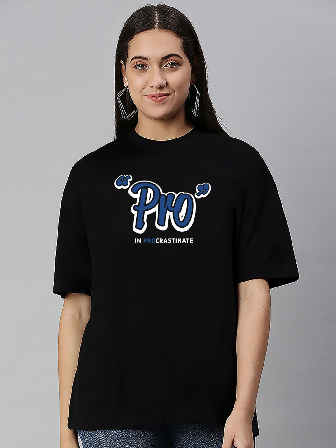 

Harvard Black Typography Printed Drop Shoulder Sleeves Oversized Cotton Casual T-shirt