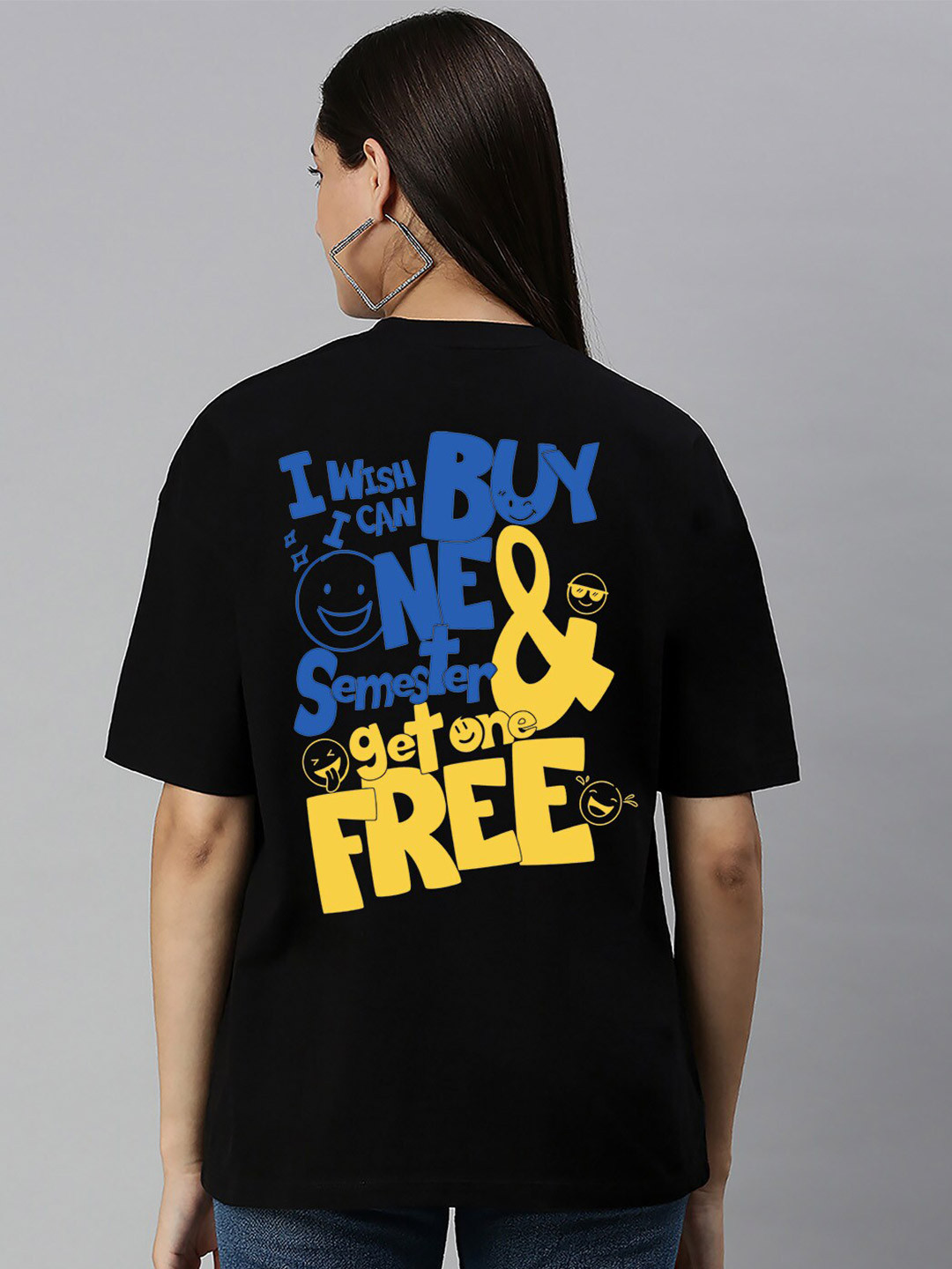 

Harvard Black Typography Printed Drop-Shoulder Sleeves Cotton Oversized T-shirt