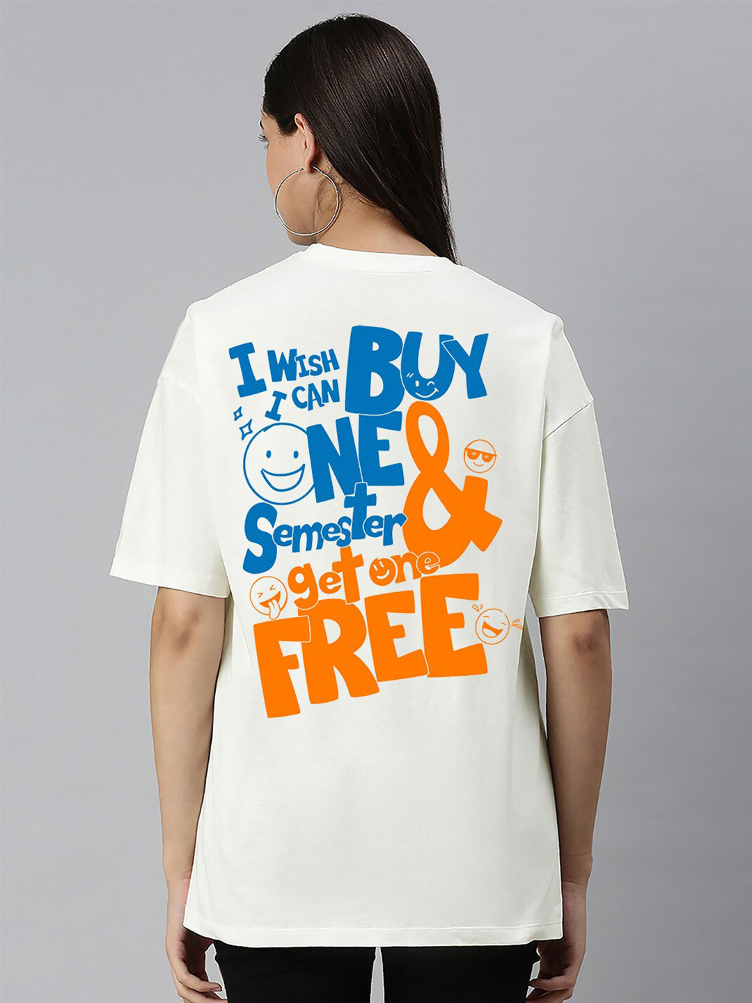 

Harvard Off White Typography Printed Drop-Shoulder Sleeves Cotton Oversized T-shirt