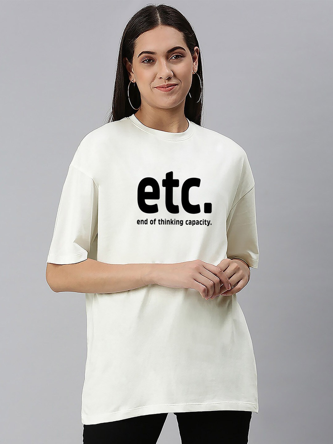 

Harvard Off White Typography Printed Drop-Shoulder Sleeves Cotton Oversized T-shirt