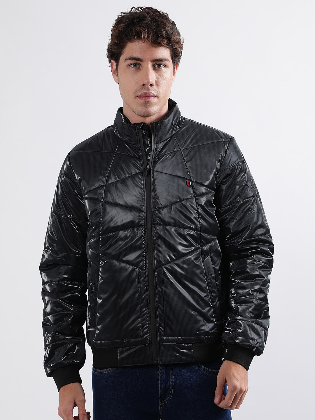 

Iconic Mock Collar Padded Jacket, Navy blue