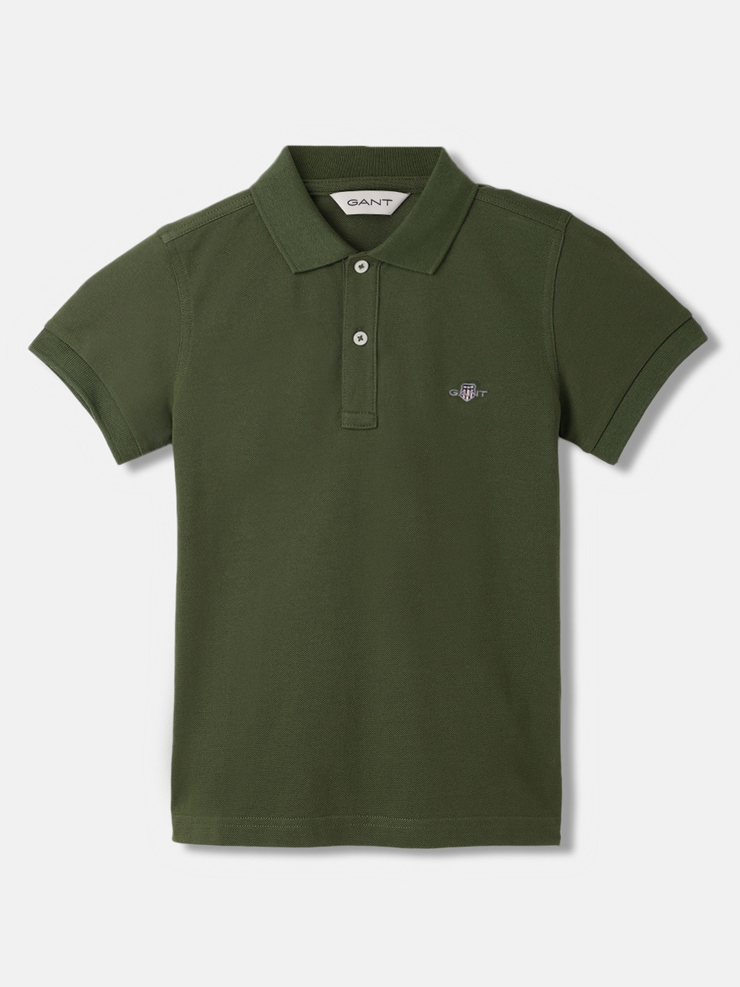 

GANT Boys Polo Collar Pure Cotton T-shirt, Olive