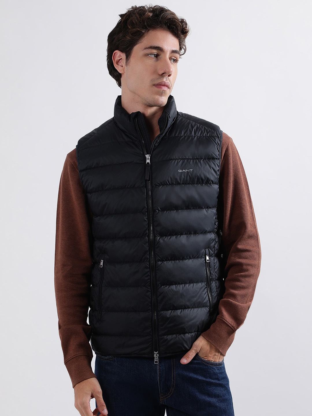 

GANT Mock Collar Sleeveless Padded Jacket, Black